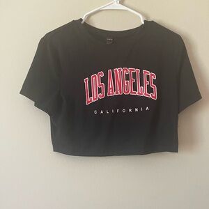 SHEIN Black Los Angeles Crop Tee